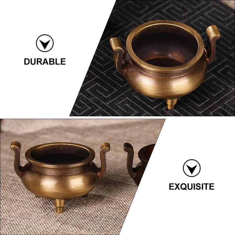 Brass Copper Incense Burner With Handles 3 Legged Home Censer For Meditation Aromatherapy - Image 4