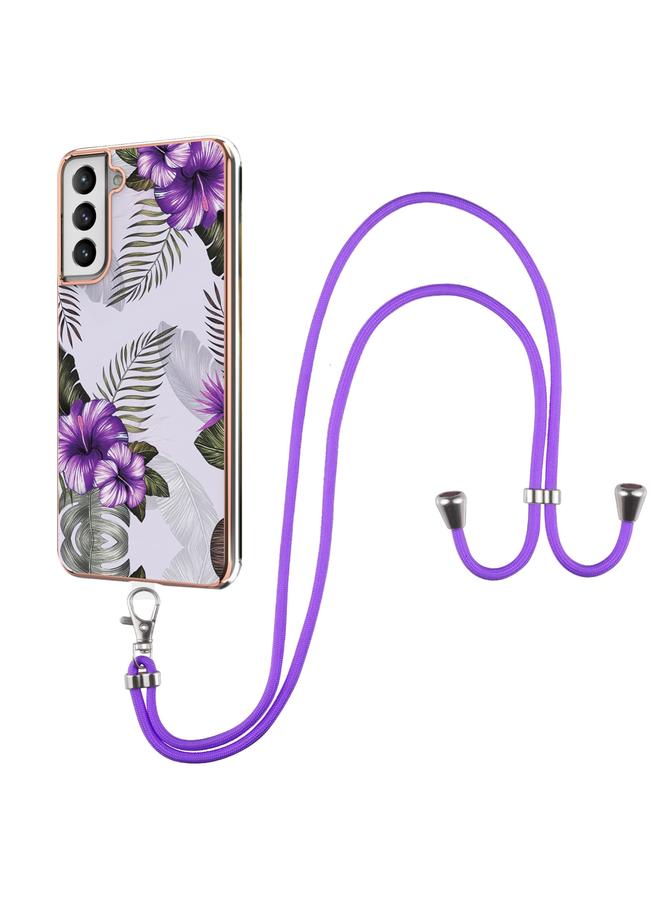 S-TOP Case For Samsung Galaxy S21+ 5G Electroplating Pattern IMD TPU Shockproof Case with Neck Lanyard - Image 1