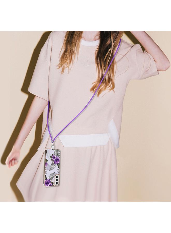 S-TOP Case For Samsung Galaxy S21+ 5G Electroplating Pattern IMD TPU Shockproof Case with Neck Lanyard - Image 4