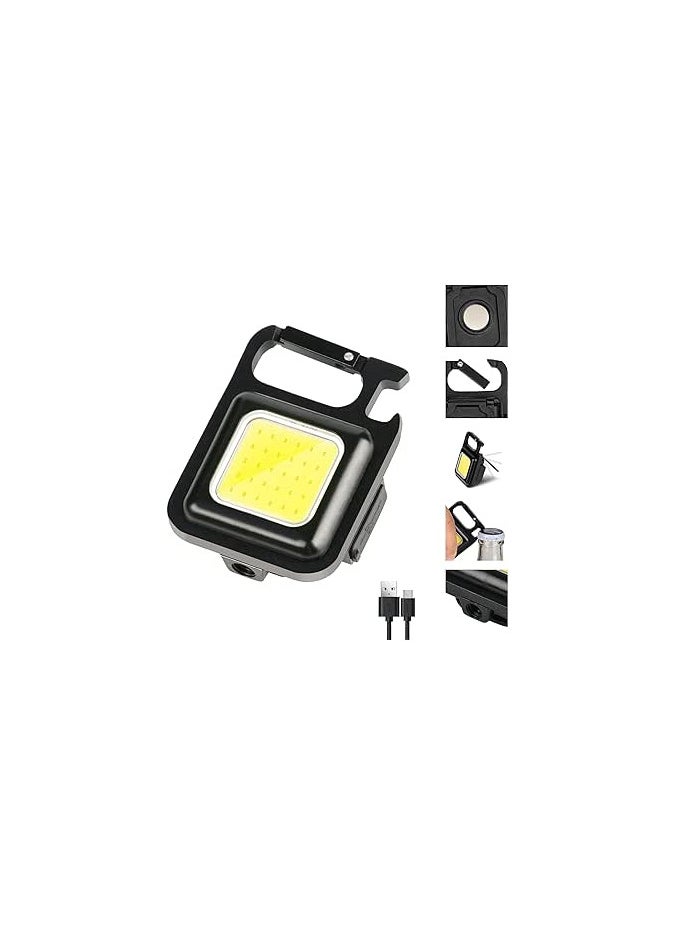 Generic Mini Emergency Lighting Flashlight, 800 Lumen Mini Rechargeable Keychain Flashlight, 3 Light Tools, Pocket Light with Foldable Opener and Magnetic Base for Fishing Hiking Camping  - Image 1