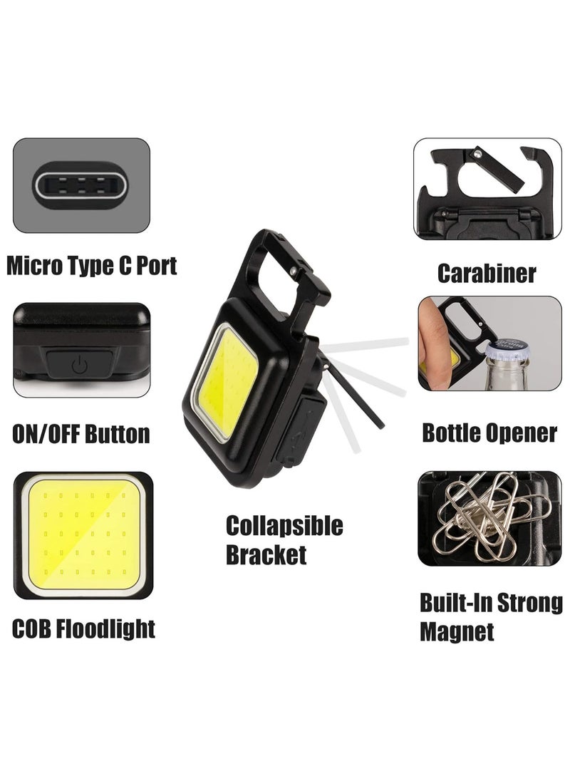 Generic Mini Emergency Lighting Flashlight, 800 Lumen Mini Rechargeable Keychain Flashlight, 3 Light Tools, Pocket Light with Foldable Opener and Magnetic Base for Fishing Hiking Camping  - Image 2
