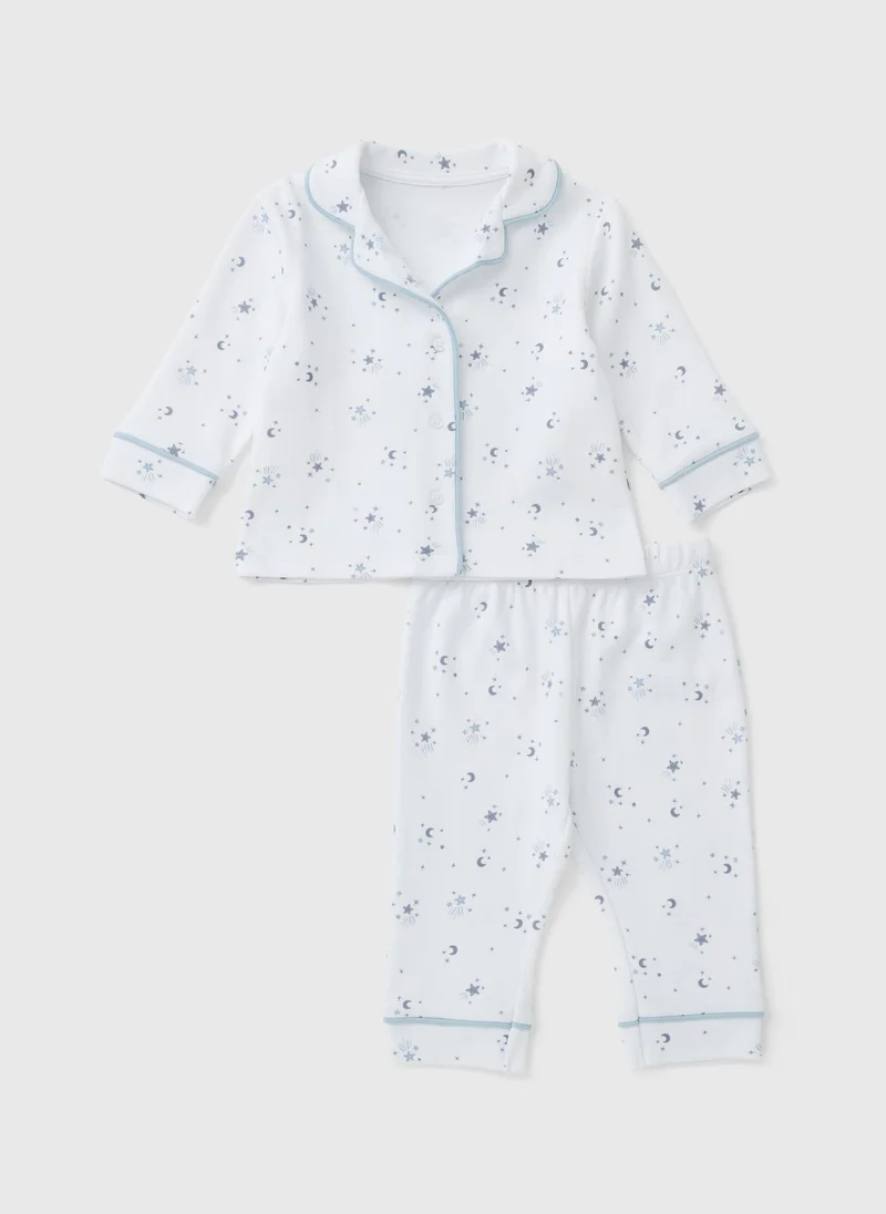 Matalan Baby Blue Star Button Up Pyjama Set