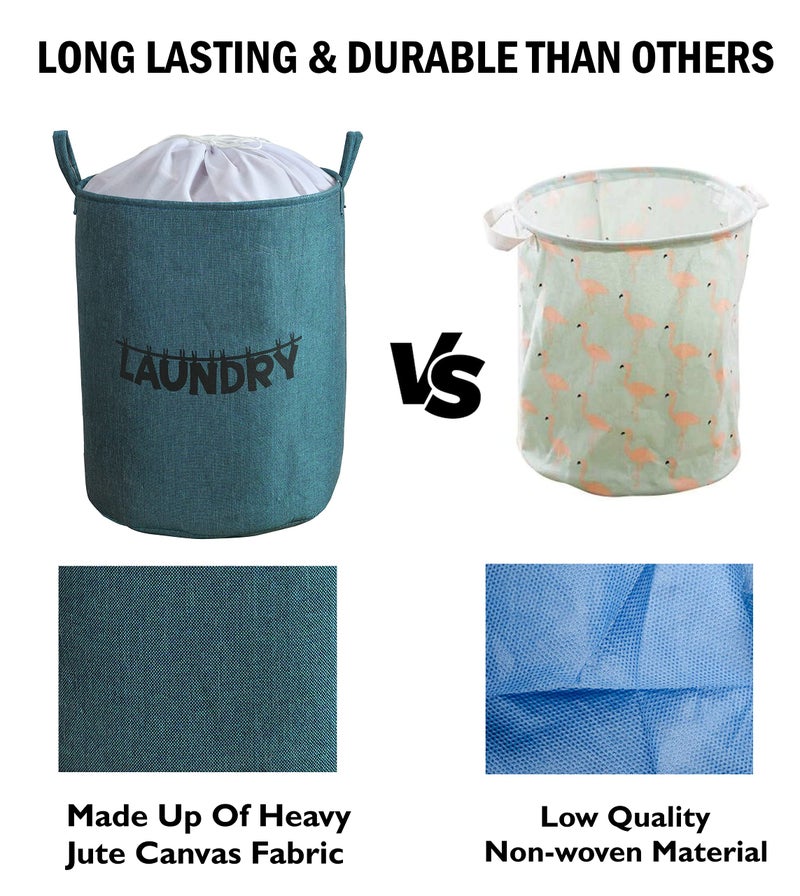 Yellow Weaves Laundry Bag/Basket For Dirty Clothes, Storage Bag Collapsible, (63 L,Jute), 40 Centimeters, 50 Centimeters, Blue - Image 5