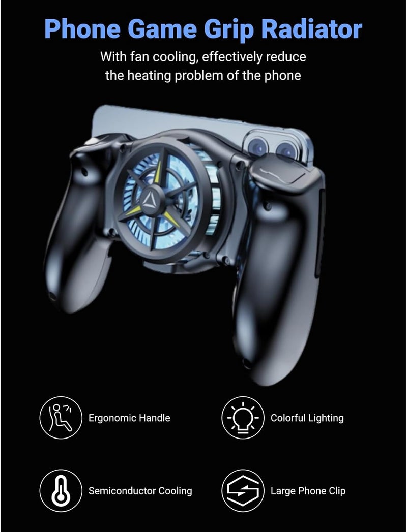 ciciglow Phone Game Grip, Semiconductor Radiator, Adjustable Mobile Controller Handle Holder with Colorful Light Effect, Fan Cooling, for, IOS - Image 2