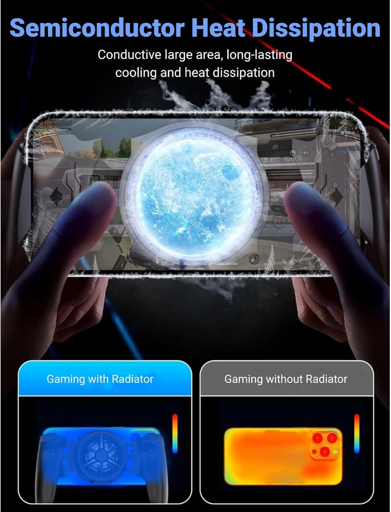 ciciglow Phone Game Grip, Semiconductor Radiator, Adjustable Mobile Controller Handle Holder with Colorful Light Effect, Fan Cooling, for, IOS - Image 3