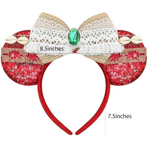Bmobuo Mouse Ears Headband - Red Ocean Headband for Women, Cosplay Headwear for Princess, Hawaii, Birthday Party - Image 2
