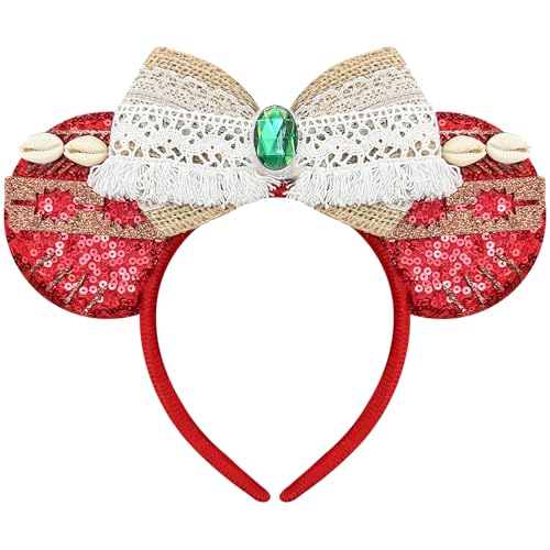 Bmobuo Mouse Ears Headband - Red Ocean Headband for Women, Cosplay Headwear for Princess, Hawaii, Birthday Party - Image 5