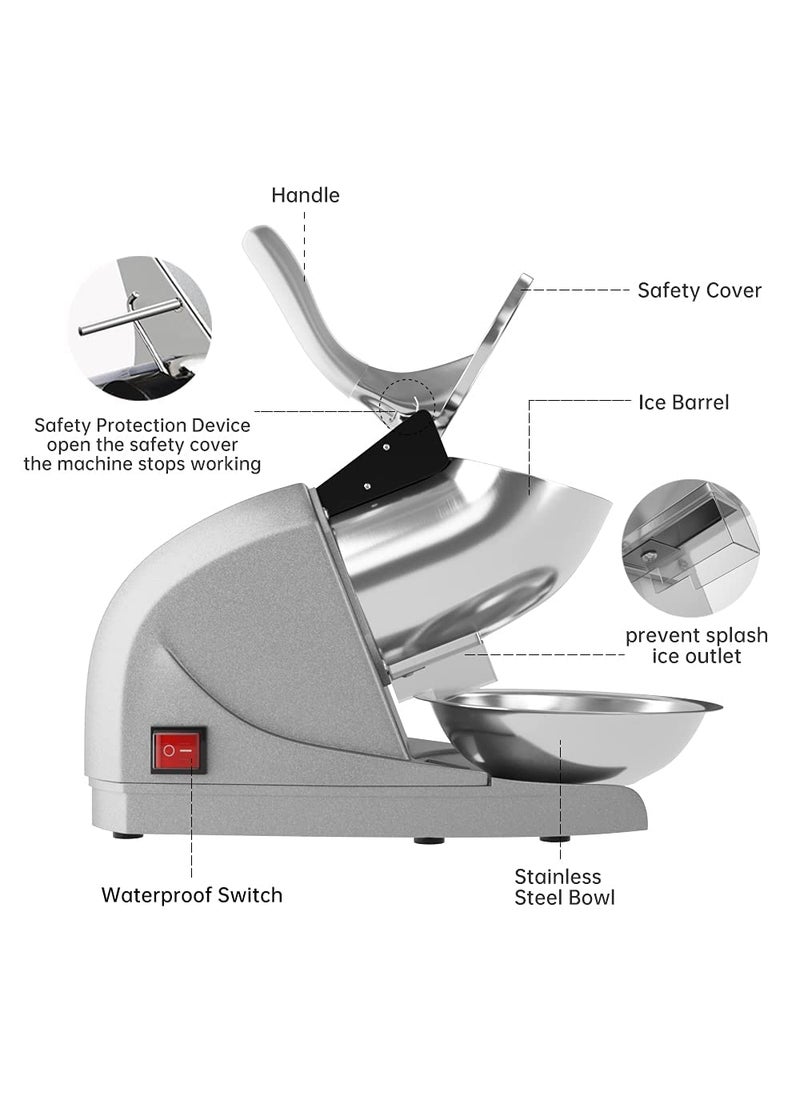 UNIQUE VATIKA Electric Ice Crusher Machine with 3 Baldes Gola Making Machine for Home Autocut Sensor Machine 300 Watts Ice Machine Use in Homes CafesHotels Restaurants Stainless Steel  - Image 4
