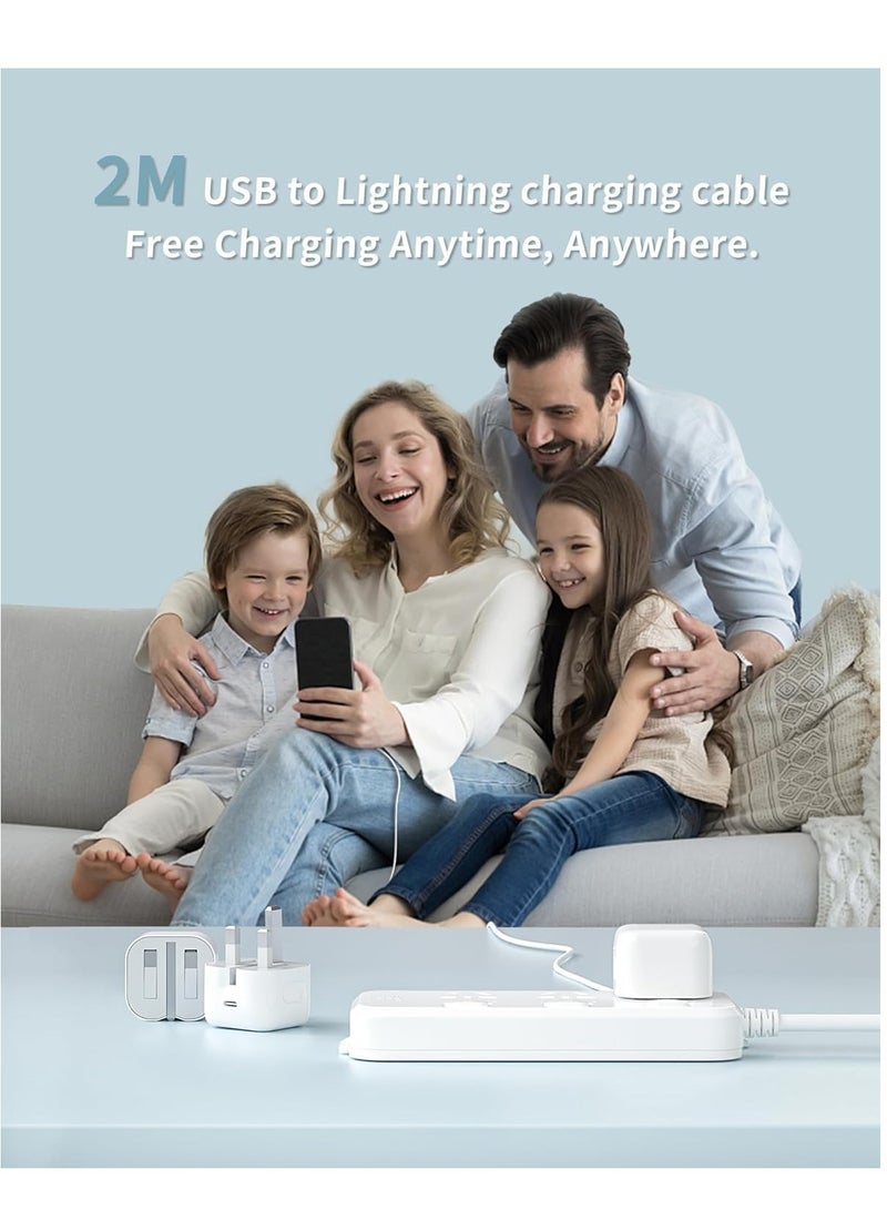سايلتو شاحن VHBW لهاتف iPhone، بقوة 20 واط PD مع منفذ USB-C، مزوّد بكابل لايتنينغ بطول 2 متر، متوافق مع iPhone 14 و13 و12 و11 Pro Max وXR وXS وX، وأجهزة iPad. - Image 4