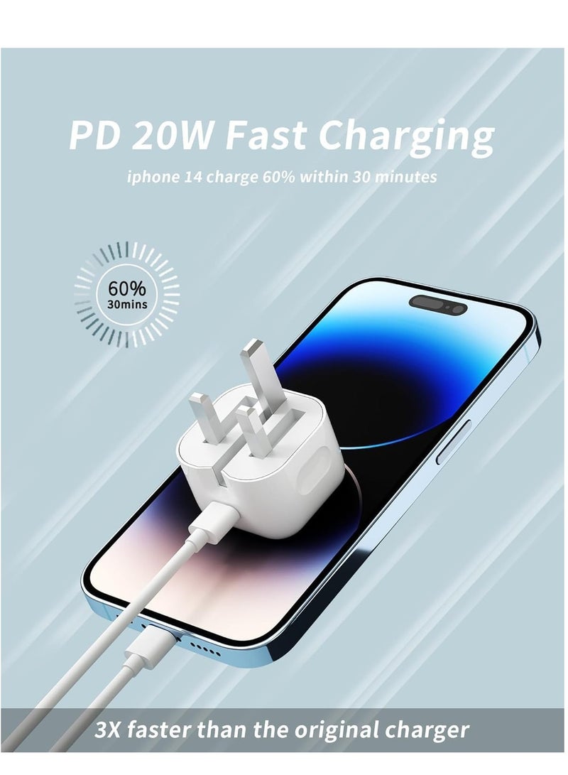 سايلتو شاحن VHBW لهاتف iPhone، بقوة 20 واط PD مع منفذ USB-C، مزوّد بكابل لايتنينغ بطول 2 متر، متوافق مع iPhone 14 و13 و12 و11 Pro Max وXR وXS وX، وأجهزة iPad. - Image 5