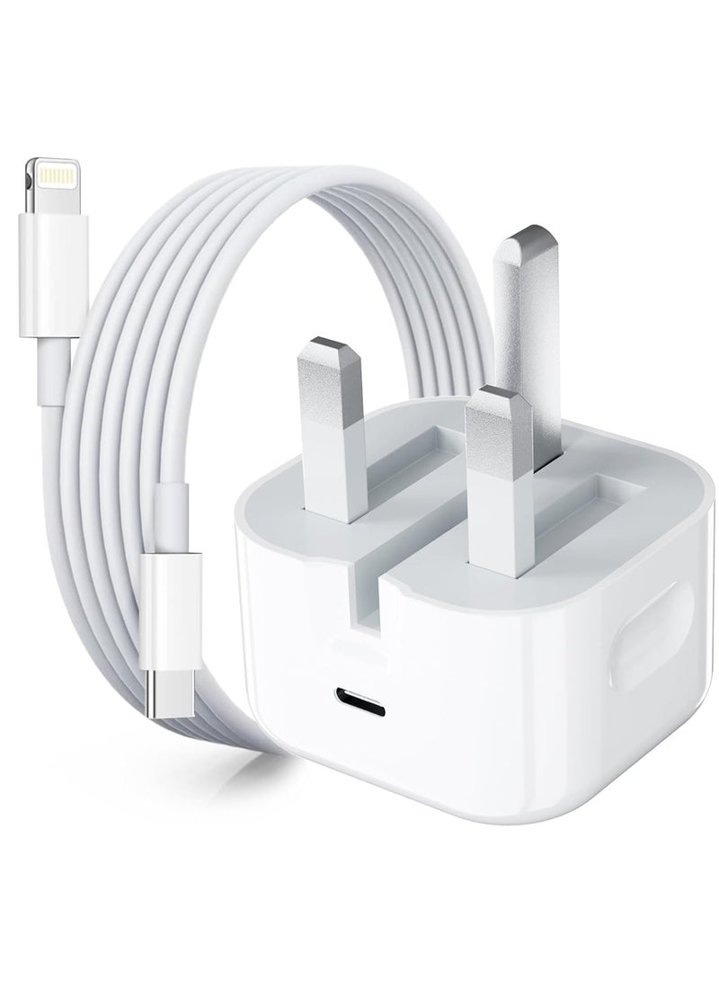 سايلتو شاحن VHBW لهاتف iPhone، بقوة 20 واط PD مع منفذ USB-C، مزوّد بكابل لايتنينغ بطول 2 متر، متوافق مع iPhone 14 و13 و12 و11 Pro Max وXR وXS وX، وأجهزة iPad. - Image 1