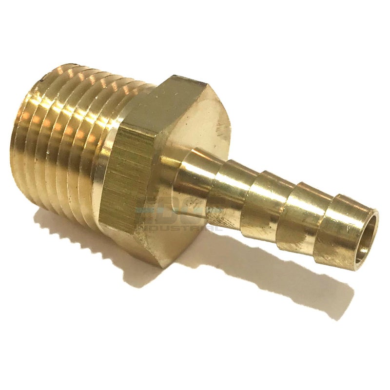 EDGE INDUSTRIAL 5/16" Hose ID to 1/2" Male NPT MNPT Straight Brass Fitting Fuel/AIR/Water/Oil/Gas/WOG (Qty 1)