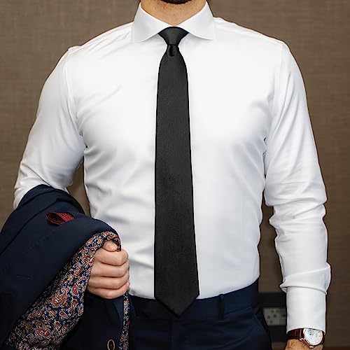 boxed-gifts Umo Lorenzo Mens Zipper Ties Solid Color Pre Tied Polyester Neckties for Men and Women-Black - Image 4