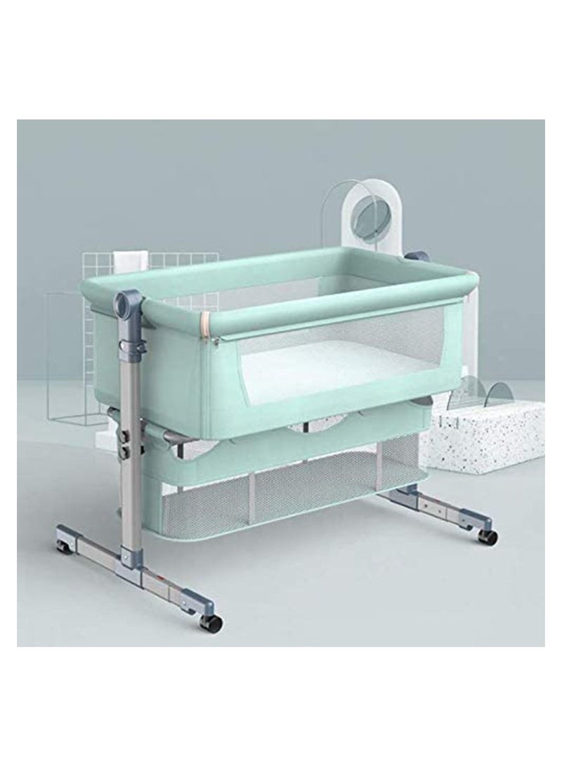 Arabest سرير أطفال محمول صغير الحجم، سرير أطفال متنقل قابل للطي مع مراتب وأكياس تغليف، مهد قابل لتعديل الارتفاع لحديثي الولادة، وردي (أزرق) - Image 2