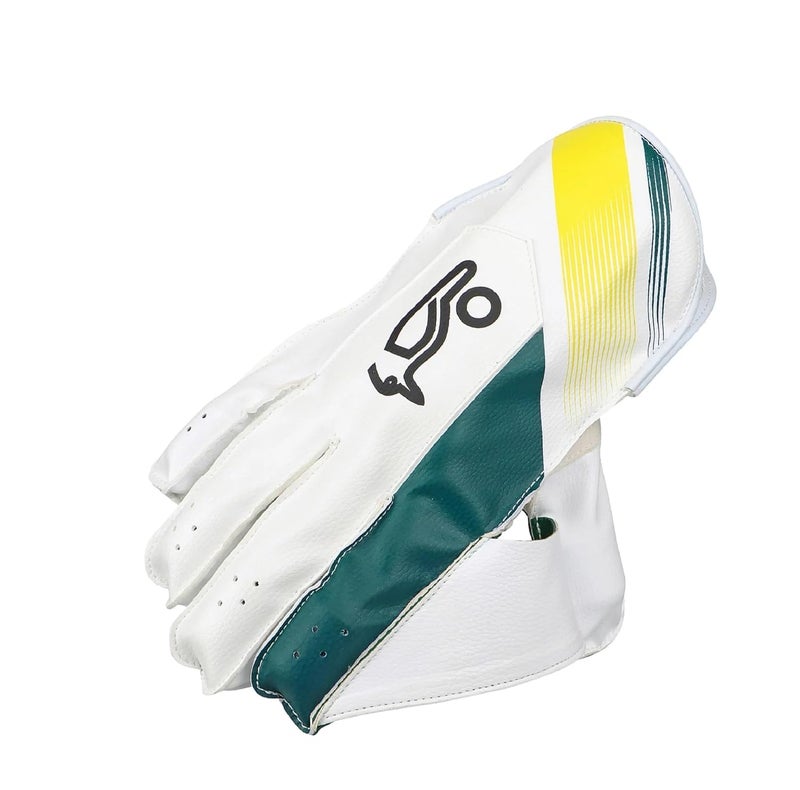 Kookaburra Pro 3.0 Wicket Keeping Gloves (Green/Gold) (Boys) - Image 3
