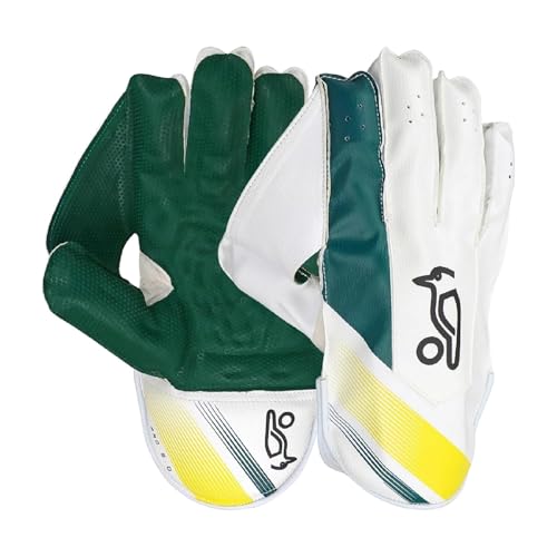 Kookaburra Pro 3.0 Wicket Keeping Gloves (Green/Gold) (Boys) - Image 1