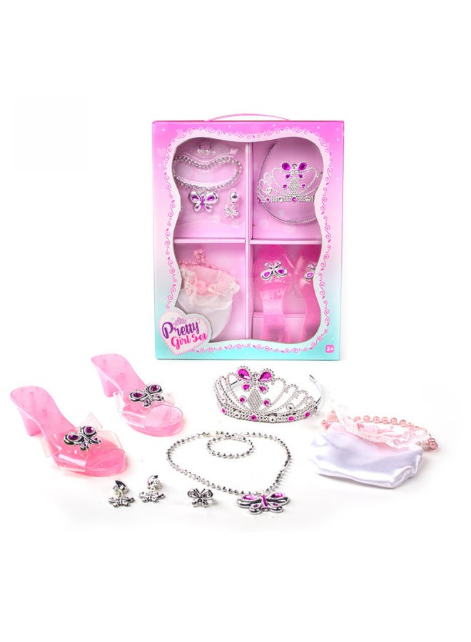 Girl Jewelry Toy Play Home Fashion Crown Necklace Bracelet Makeup Dress Up Backpack Toy Suit-Color:【604-5】  - Image 5