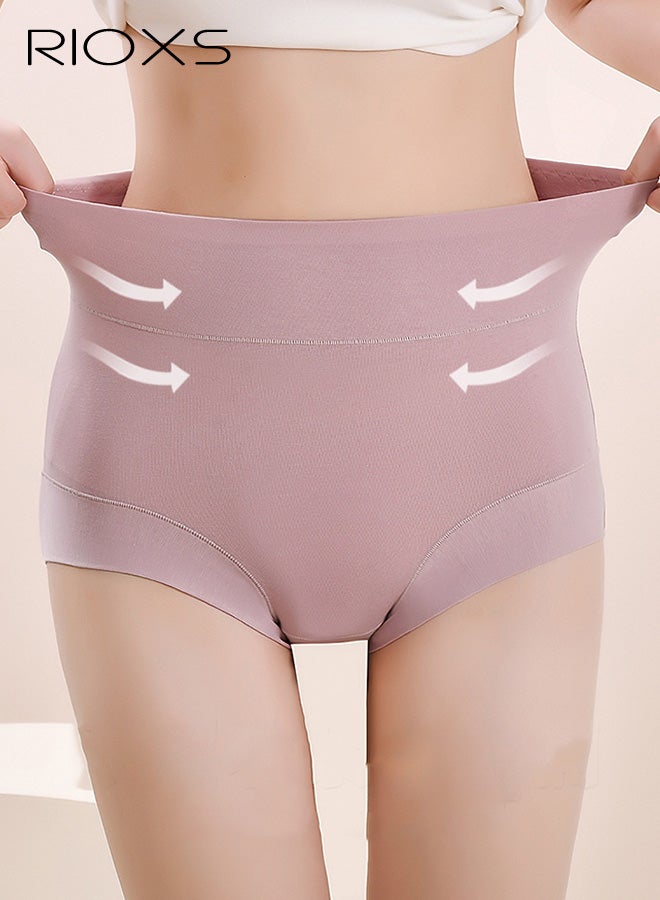 ريوكس مجموعة من 3 قطع ملابس داخلية نسائية عالية الخصر، سراويل داخلية ناعمة وجيدة التهوية بتغطية كاملة، سراويل داخلية مريحة وقابلة للتمدد (مقاس عادي وكبير)، أرجواني + وردي + أسود - Image 2