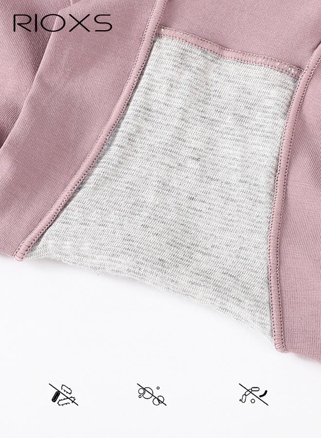 ريوكس مجموعة من 3 قطع ملابس داخلية نسائية عالية الخصر، سراويل داخلية ناعمة وجيدة التهوية بتغطية كاملة، سراويل داخلية مريحة وقابلة للتمدد (مقاس عادي وكبير)، أرجواني + وردي + أسود - Image 3