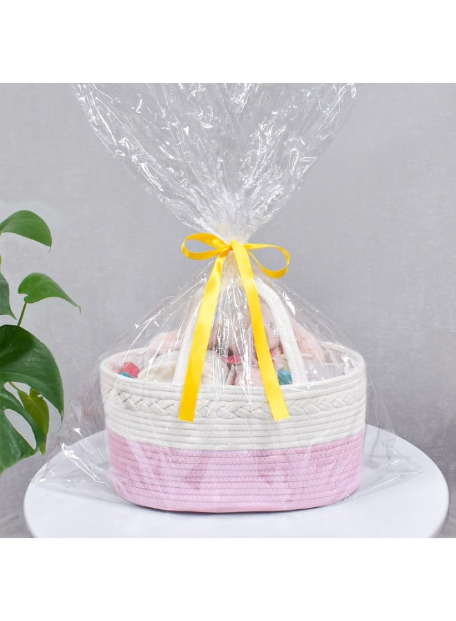 ABenkle Diaper Caddy Organizer - Cotton Rope Nursery Storage Basket for Baby Essentials, Boys & Girls Shower Gift, Changing Table Organizer, Pink - Image 3