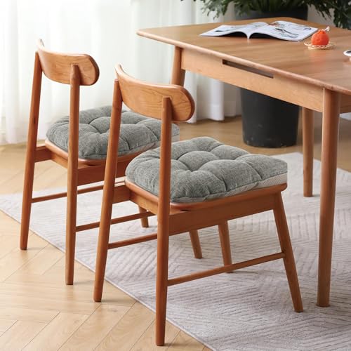 FlyGulls Non Slip Chair Cushions for Dining Chairs Set of 4 Kitchen Chair Cushions 18"x18"x3" Turfted Chair Pads Comfortable and Soft Seat Cushion with Ties, Light Grey - Image 2