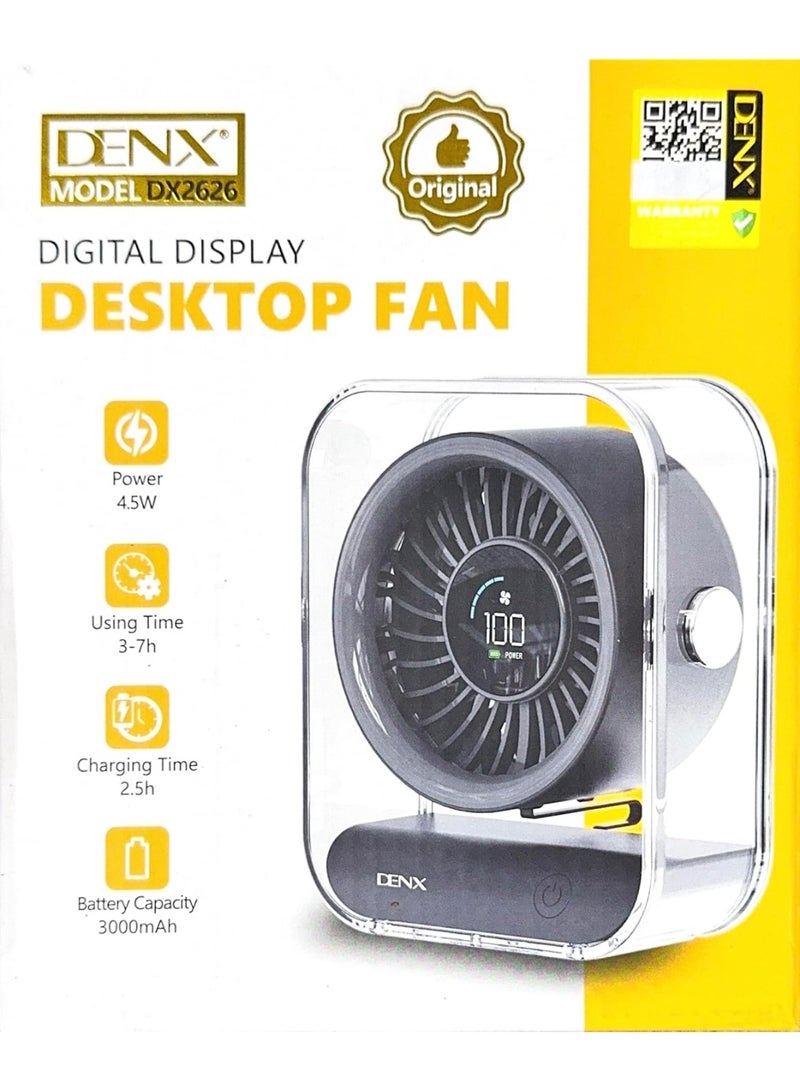 DENX DX2625 Desktop Circulating Fan, 5W, 5 Blades, 3 Wind Speeds, 1-3 Hour Timer - Image 4