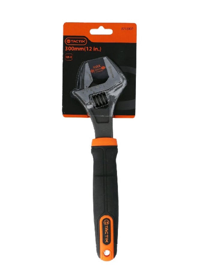 Tactix Chrome-Vanadium Steel Adjustable Wrench with Non-Slip Handle Black and Orange 2.54 x 34.8 x 10.67 cm 210007 - Image 1
