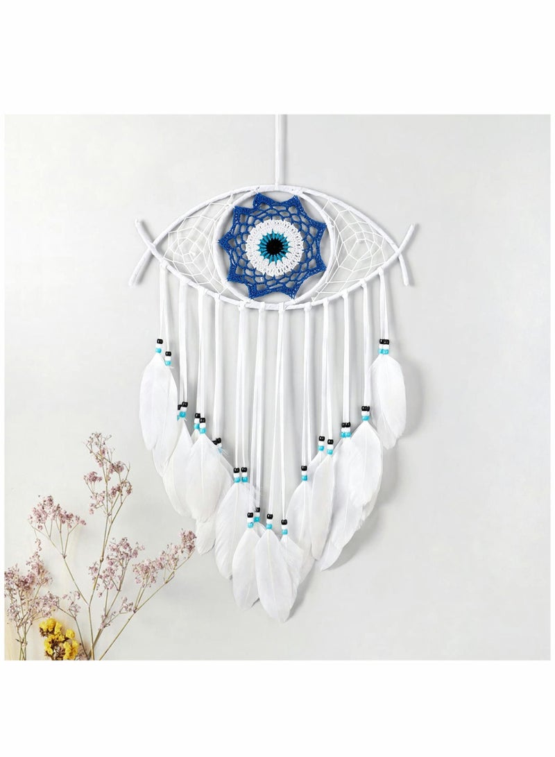 Y&D Evil Eye Dream Catcher, Handmade Macrame Wall Hanging for Boho Room House Decor - Image 1