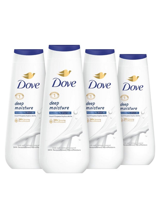 Dove Body Wash Deep Moisture 4 Count For Dry Skin Moisturizing Skin Cleanser with 24hr Renewing MicroMoisture Nourishes The Driest Skin 20 oz - Image 1