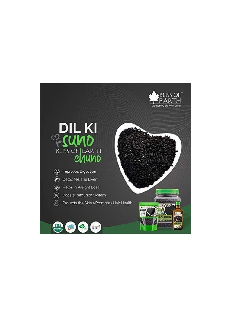 BLISS OF EARTH Certified Organic Black Seed Oil | Kalonji Oil | 100ML | Great For Hair Health | Cold Pressed | Unrefined | Hexane Free |  Pack of 3  - Image 2