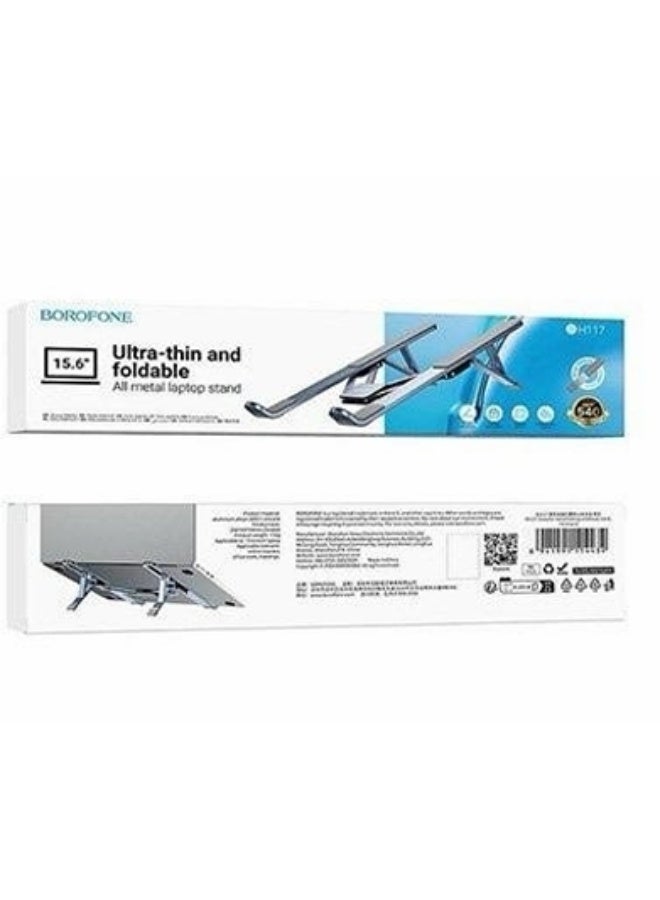 BOROFONE BH117 Ultra-Thin and Foldable Metal Laptop Stand | Supports Up to 15.6” | Adjustable Angle | 540 Days Warranty - Image 2