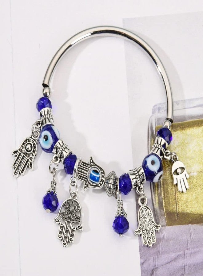VIEN® Blue Beads Evil Eyes Bracelet Hamsa Hand of Fatima Lucky Charm Bracelet - Image 4