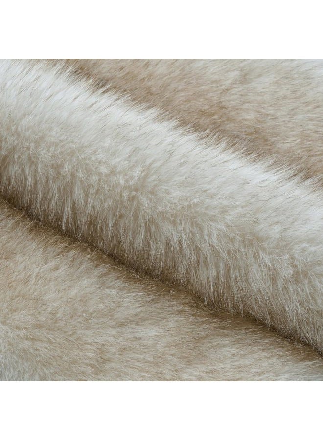 FUTEI Coffee White Decorative Throw Pillow Covers 18x18 Inch Set of 2,Soft Fluffy Faux Fox Fur Textured Cushion Case,Modern Home Decor for Couch Living Room - Image 2