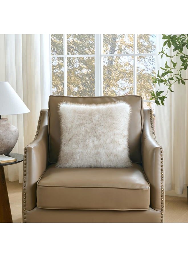 FUTEI Coffee White Decorative Throw Pillow Covers 18x18 Inch Set of 2,Soft Fluffy Faux Fox Fur Textured Cushion Case,Modern Home Decor for Couch Living Room - Image 4
