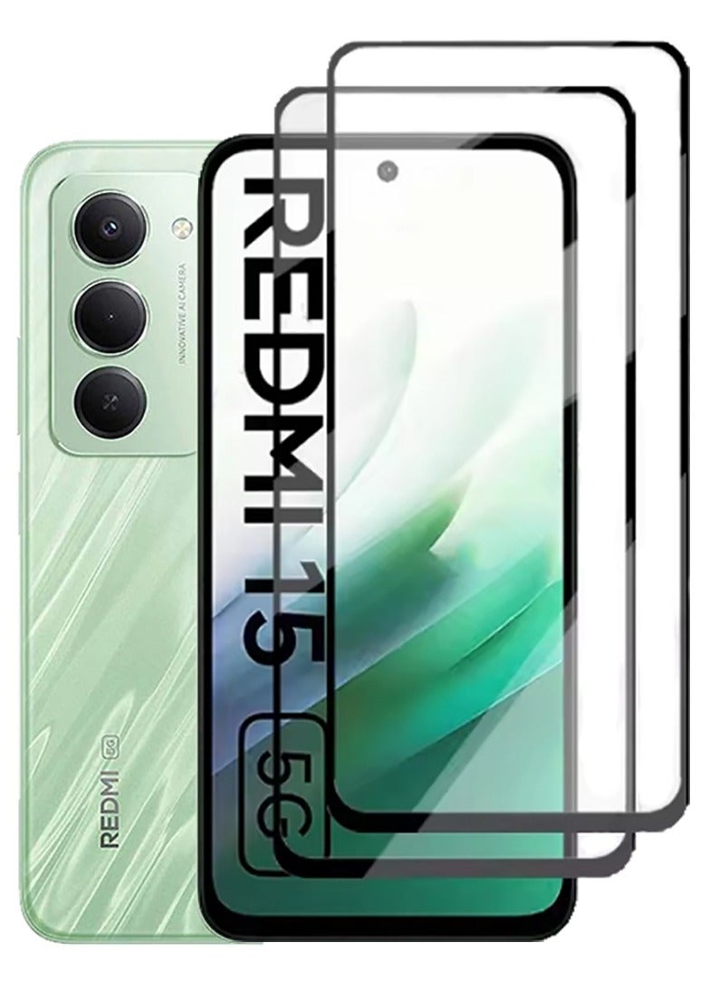 2 packs For Redmi 15 screen protector, HD hardness scratch-proof bubble-free and easy to install tempered glass screen protector - Image 1