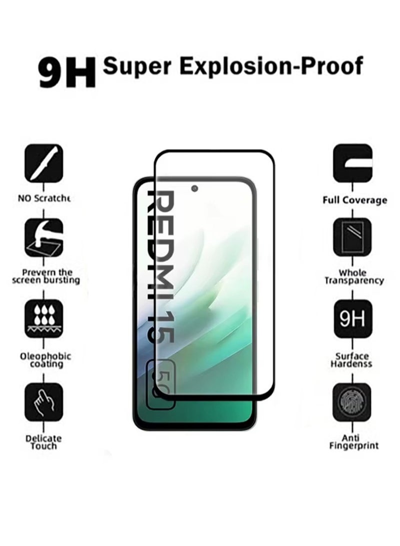 2 packs For Redmi 15 screen protector, HD hardness scratch-proof bubble-free and easy to install tempered glass screen protector - Image 2