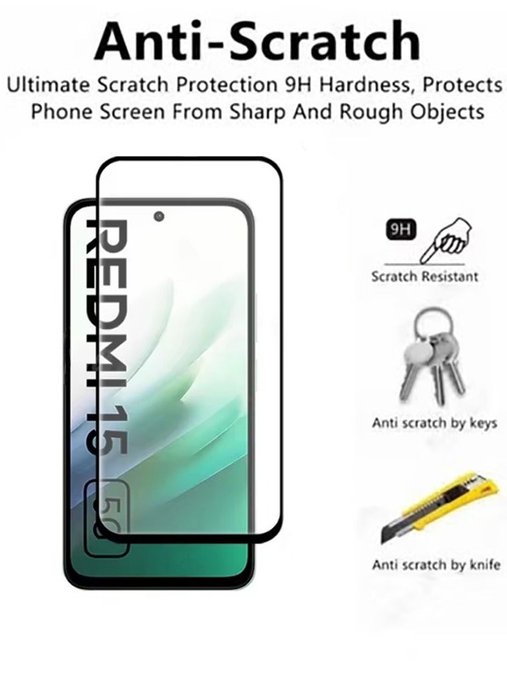 2 packs For Redmi 15 screen protector, HD hardness scratch-proof bubble-free and easy to install tempered glass screen protector - Image 3