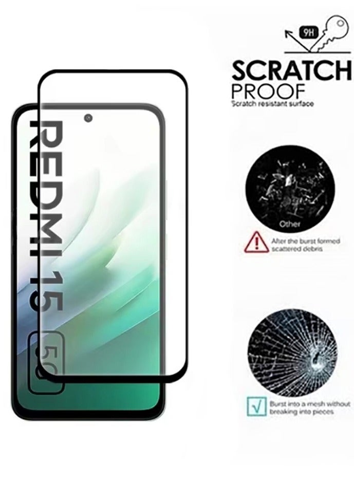 2 packs For Redmi 15 screen protector, HD hardness scratch-proof bubble-free and easy to install tempered glass screen protector - Image 4
