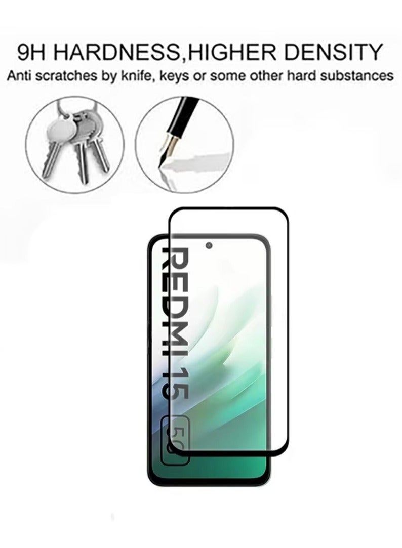 2 packs For Redmi 15 screen protector, HD hardness scratch-proof bubble-free and easy to install tempered glass screen protector - Image 5