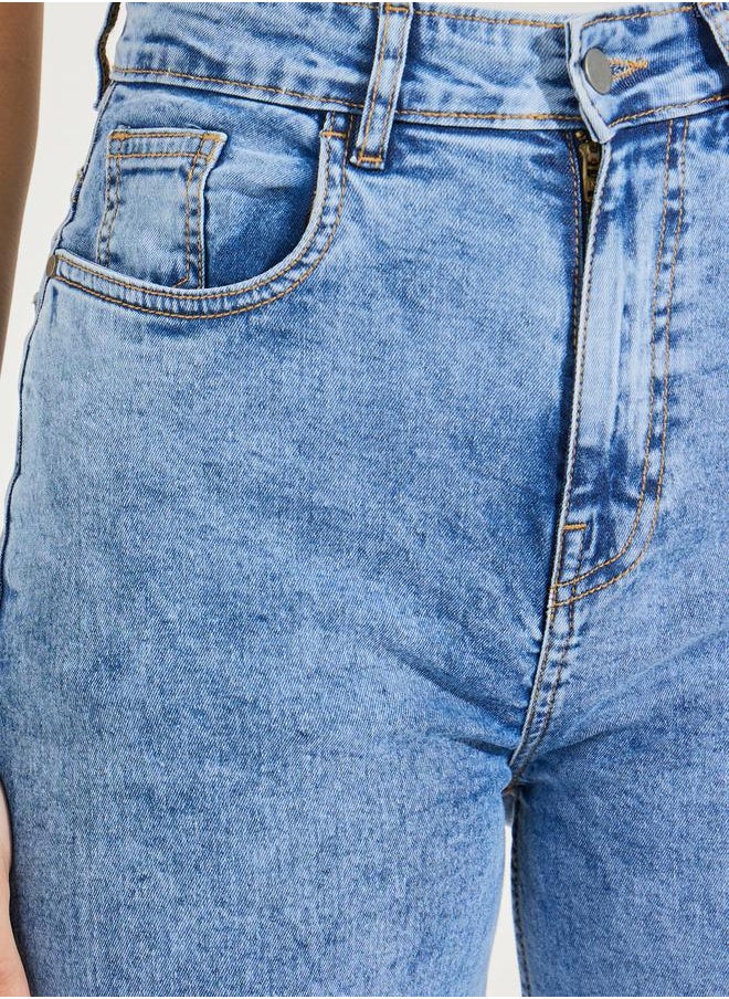 High Rise Light Wash Wide Leg Jeans
