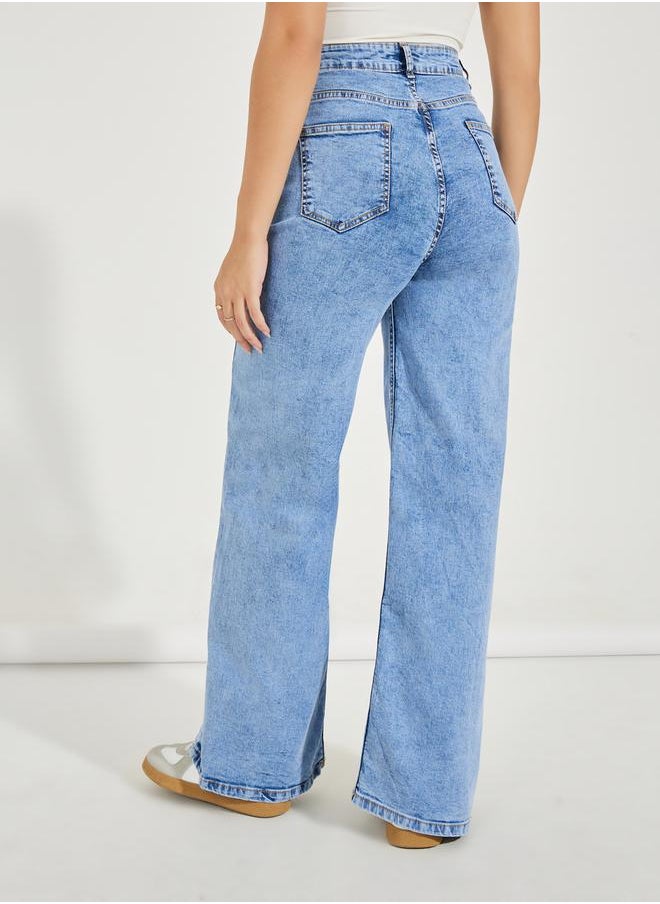 High Rise Light Wash Wide Leg Jeans