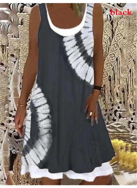 Generic - 1 x 5 pcs Elegant Casual Womens Clothing Spring 2021 Round Neck A- line Dress Sleeveless Vest Style Skirt Navy blue - Image 1