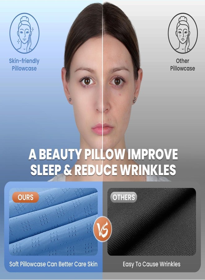 JINXIA Cervical Neck Pillow for Sleeping, Odorless Memory Foam Pillows & Cooling Cover, Ergonomic Orthopedic Neck Support Pillow for Side Back Stomach Sleepers, Neck and Shoulder Pain Relief, Blue - Image 3