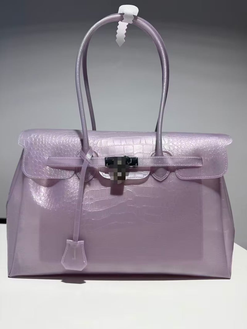 Korean Design Croc-Texture Jelly Tote Bag for Women