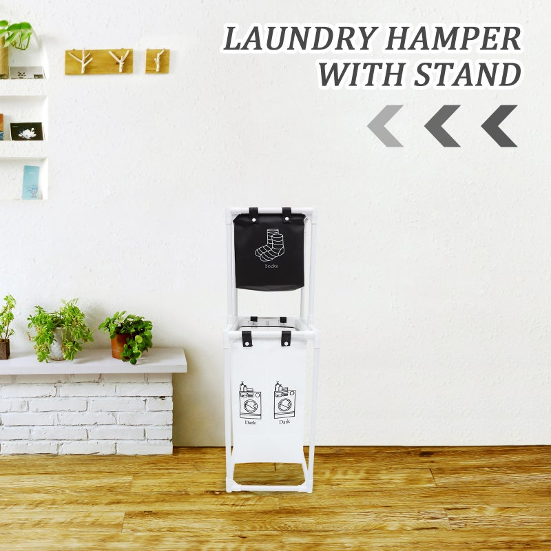 Household Laundry Basket With Stand Large-capacity Dirty Clothes Storage Organizer Removable Hamper - Image 4