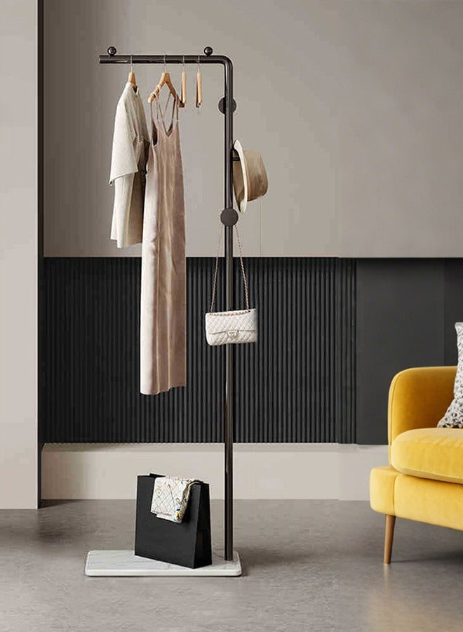 إسكدنيا Space-Saving Metal Coat Rack Freestanding, Coat Hanger Stand With 3 Hooks,Clothing Rack with Natural Marble Base, Modern Coat Stand for Entryway, Living Room,Bedroom, Office (Black) - Image 3
