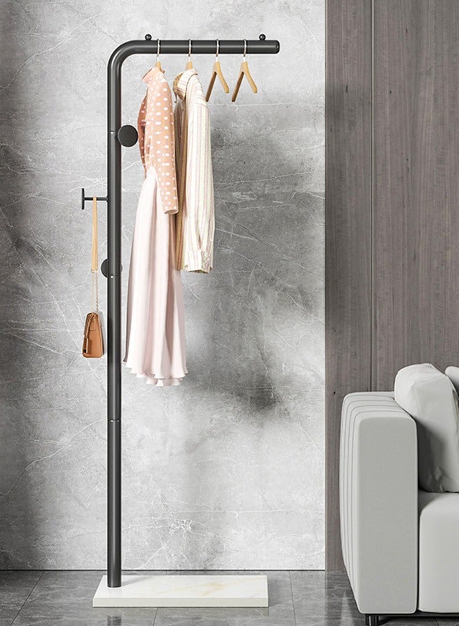 إسكدنيا Space-Saving Metal Coat Rack Freestanding, Coat Hanger Stand With 3 Hooks,Clothing Rack with Natural Marble Base, Modern Coat Stand for Entryway, Living Room,Bedroom, Office (Black) - Image 2