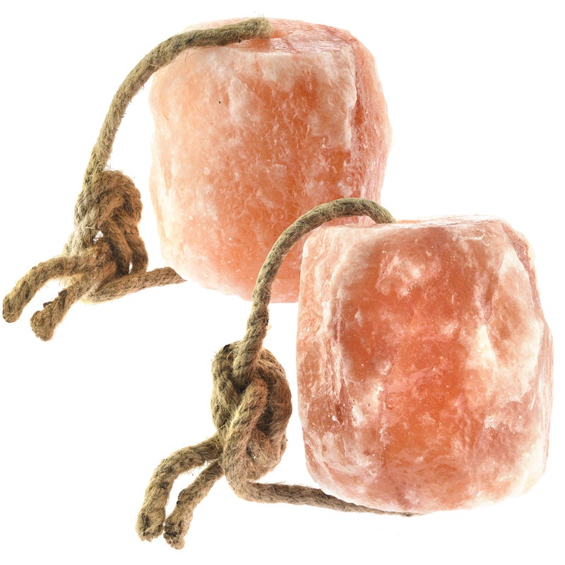 UMAID Himalayan Salt Lick 6 lbs On Rope for Horse, Deer, Goat, and Livestock Animals - Himalayan Salt Block 2 Pack - Image 1