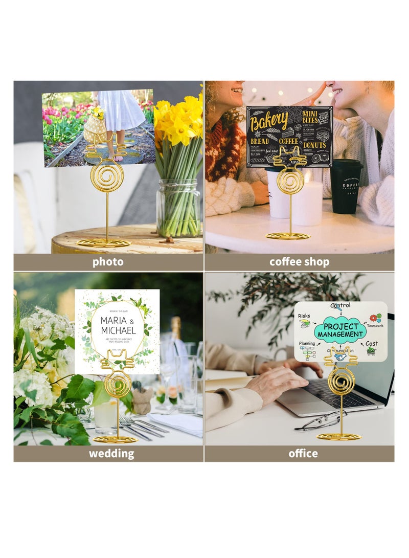 SOLARAE 24PCS Place Card Holders, Table Number Holders,  Wedding Name Stand Display Table Number Holder Photo Place Holder Sign Food Cards Stand for Party Restaurants Cafe Desk (cat-gold) - Image 5