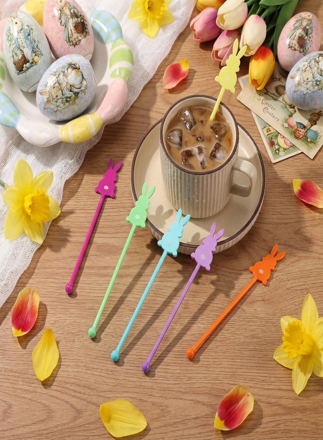Romooa 30 Pcs Easter Drink Stirrers Rabbit Swizzle Sticks Colorful Bunny Drink Stirrers Reusable Plastic Stir Stick for Cocktail Coffee Tea Hot Cocoa Easter Spring Party Brunch Beverage 6 Inch - Image 4